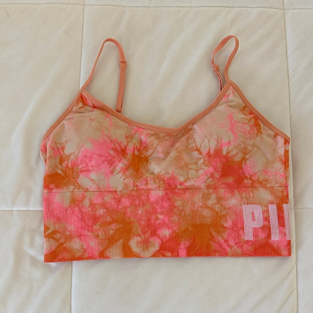 PINK Victoria's Secret Tie-Dye Sports Bra in Pink and Orange